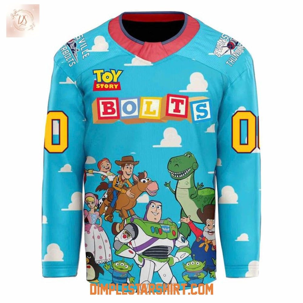 Evansville Thunderbolts Celebrating 30 Years Of Toy Story Hockey Jersey