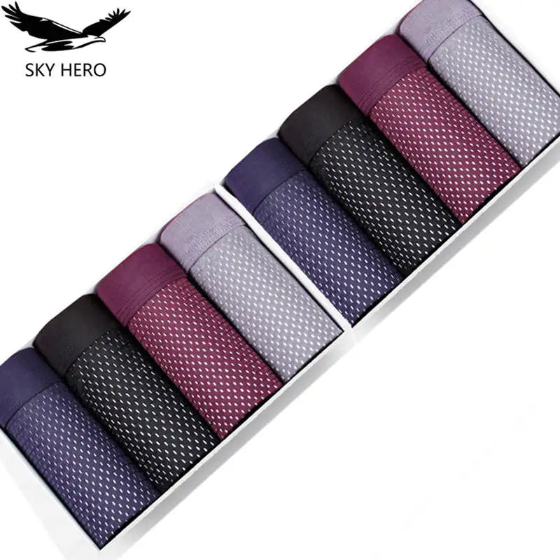 8pcs/Lot Underwear Boxer shorts male underpants men's mesh summer man sexy hot pouch panties large sizes 5xl 6xl 7xl 8xl trunks