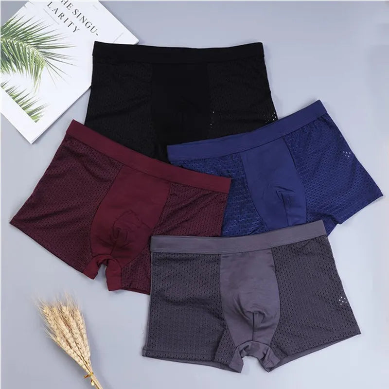 8pcs/Lot Underwear Boxer shorts male underpants men's mesh summer man sexy hot pouch panties large sizes 5xl 6xl 7xl 8xl trunks