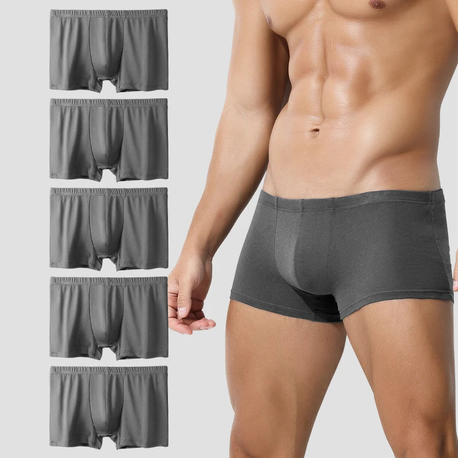 5PCS Men's underwear: Pure cotton summer large-sized, thin, breathable and comfortable bottom pants, sports four-corner pants