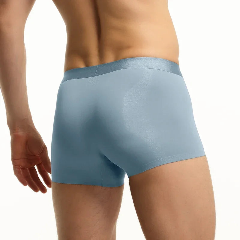5PCSMen's underwear, men's ice silk seamless flat pants, comfortable and breathable, summer thin, sporty, four-corner, personali