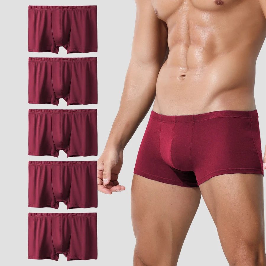 5PCS Men's underwear: Pure cotton summer large-sized, thin, breathable and comfortable bottom pants, sports four-corner pants
