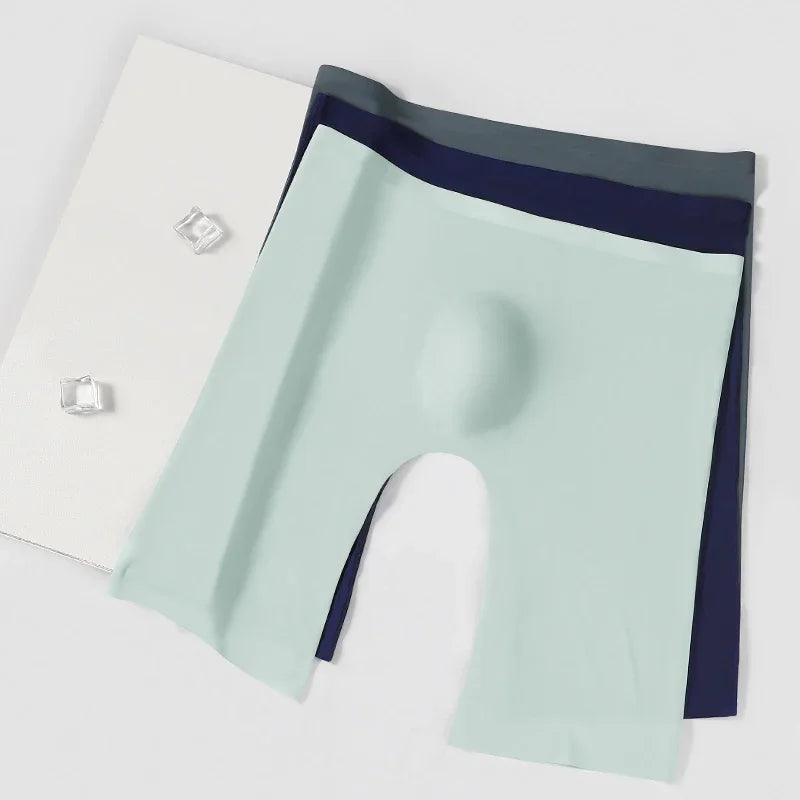 5PCSMen's ice silk underwear, sports men's summer thin quadrangle pants, extended anti-rub legs, seamless running quick-drying f