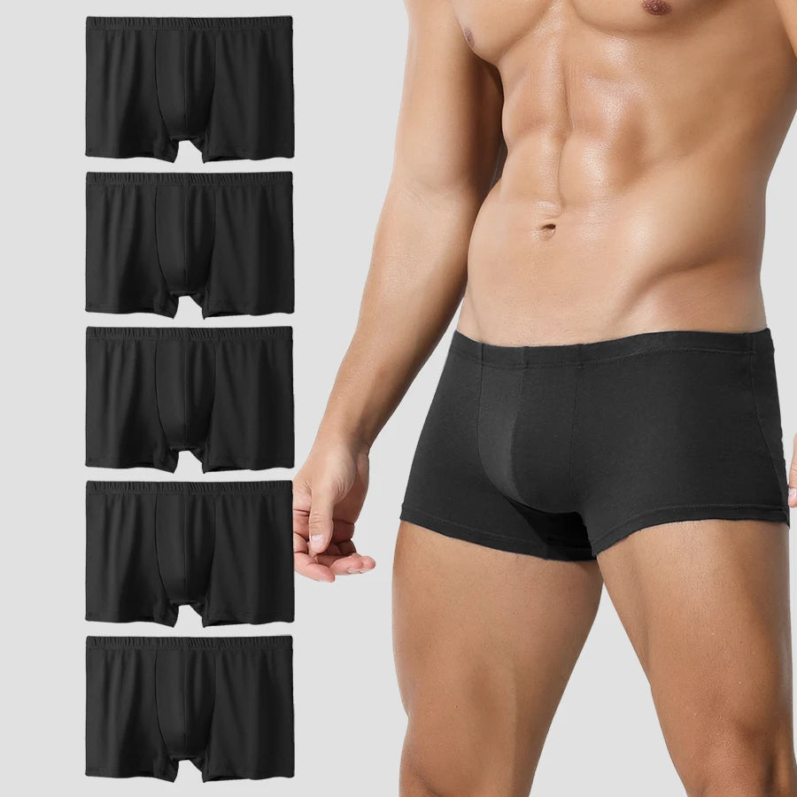 5PCS Men's underwear: Pure cotton summer large-sized, thin, breathable and comfortable bottom pants, sports four-corner pants