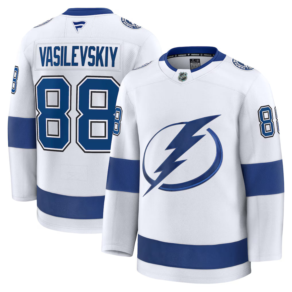 Tampa Bay Lightning NHL Andrei Vasilevskiy Fanatics Away Premium Jersey – White (USA Stock)